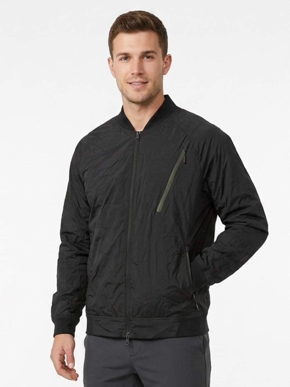 Nike Men Large Black Lightweight Bomber Jacket Activewear Sporty Athletic Comfy